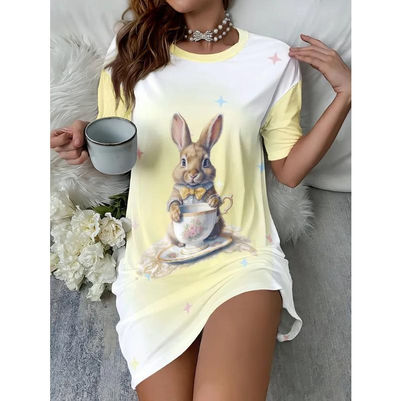 Summer Ladies 3D Printed Short Sleeve Dress Fashion Versatile Trend Breathable Casual