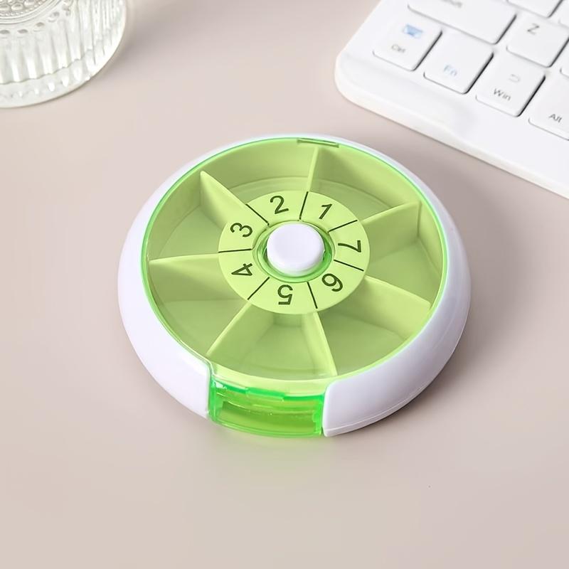 1PC Round Large-capacity Portable Rotating Medicine Box, Mini Seven-day Sorting Small Medicine Box, Portable Pill Storage Box