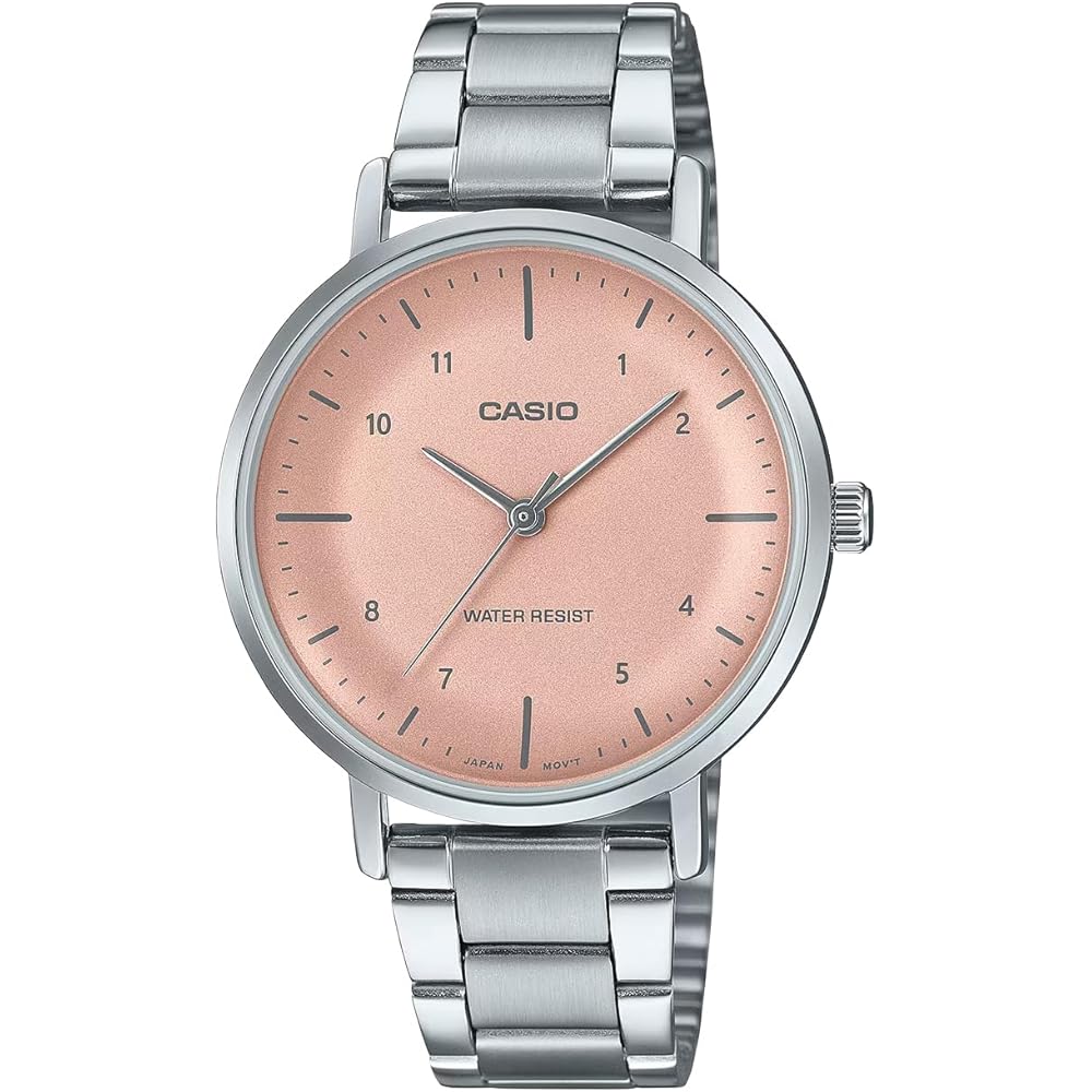 Casio LTP-VT03D-4B Analog Quartz Women s Watch Salmon Pink Metallic Metal Band