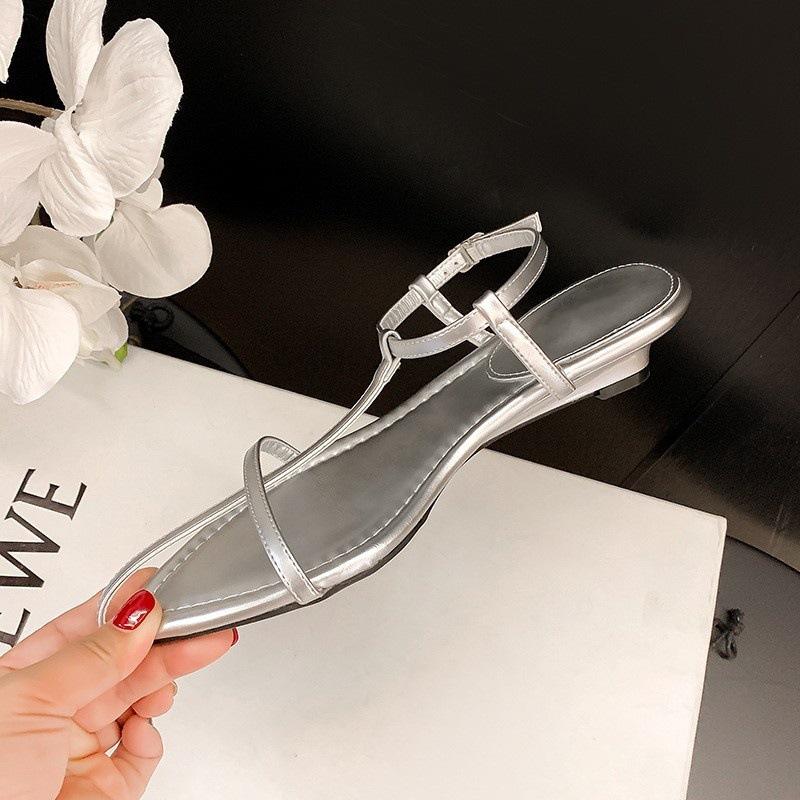 Wedge heel pointed high heels one-word buckle with open-toe buckle temperament sandals cross-strap shoes
