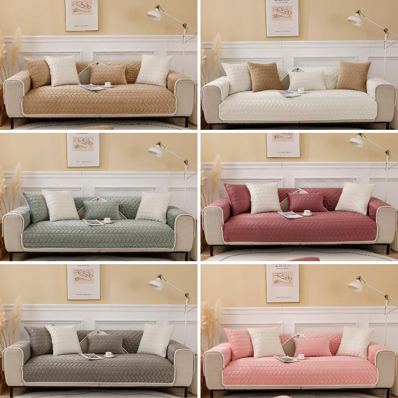 Universal Living Room Sofa Cover Protection Plush Sofa Towel Cushion Velvet Sofa Cushion Cover Non-Slip Thickening Four Seasons
