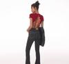 European American Crop Tops: Short Sleeve, Navel-Baring, for Yoga & Running with Pocket & Chest Pads