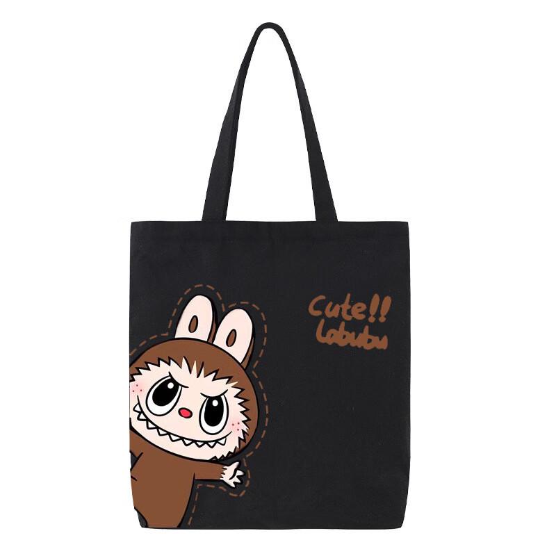 LABUBU Cartoon Logo Canvas Tote Bag 35x40cm
