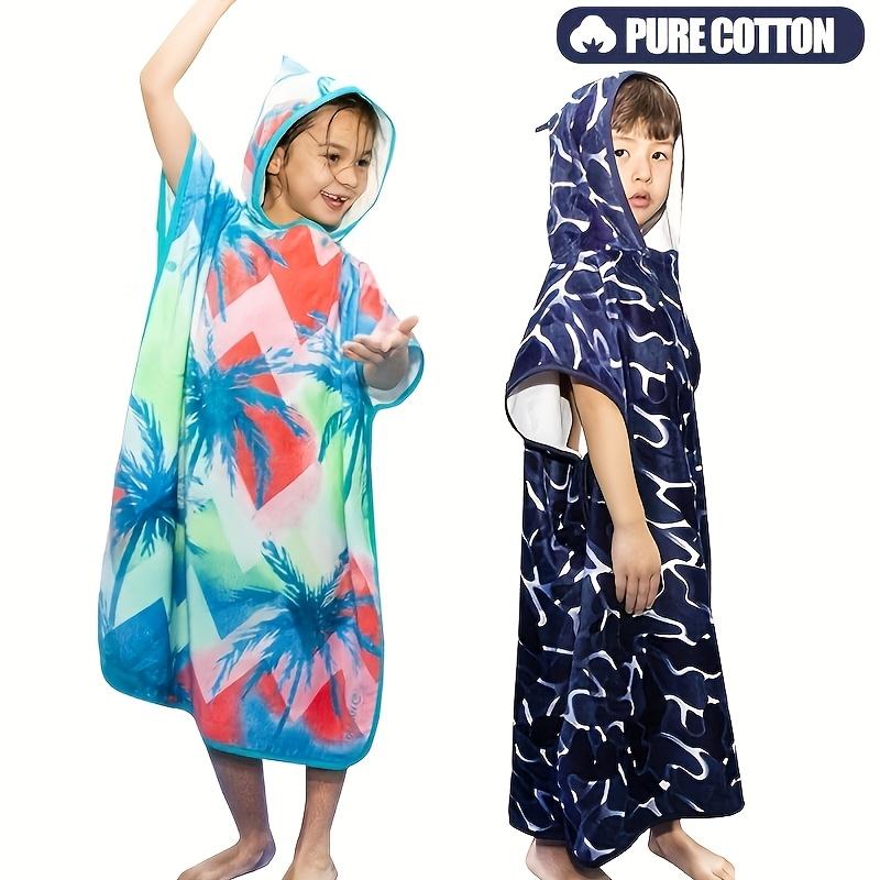 Youngsters' Hawaiian Coconut Tree Cotton Bath Towel Wearable, Extra Large Thick, Super Absorbent Beach Wrap with Hood for Boys Girls, 79.76x64.77 Cm