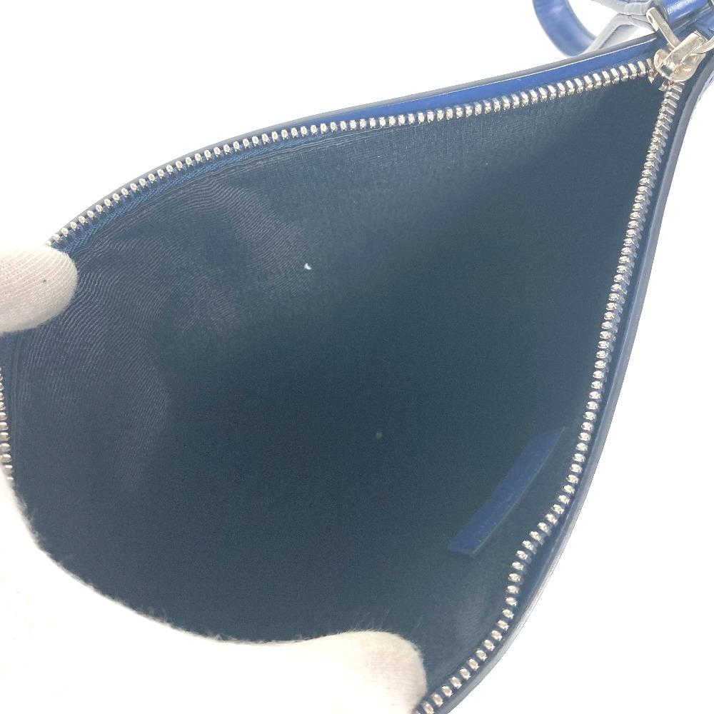 Salvatore Ferragamo Gancini Bag Pouch with Strap Clutch Bag Leather Blue