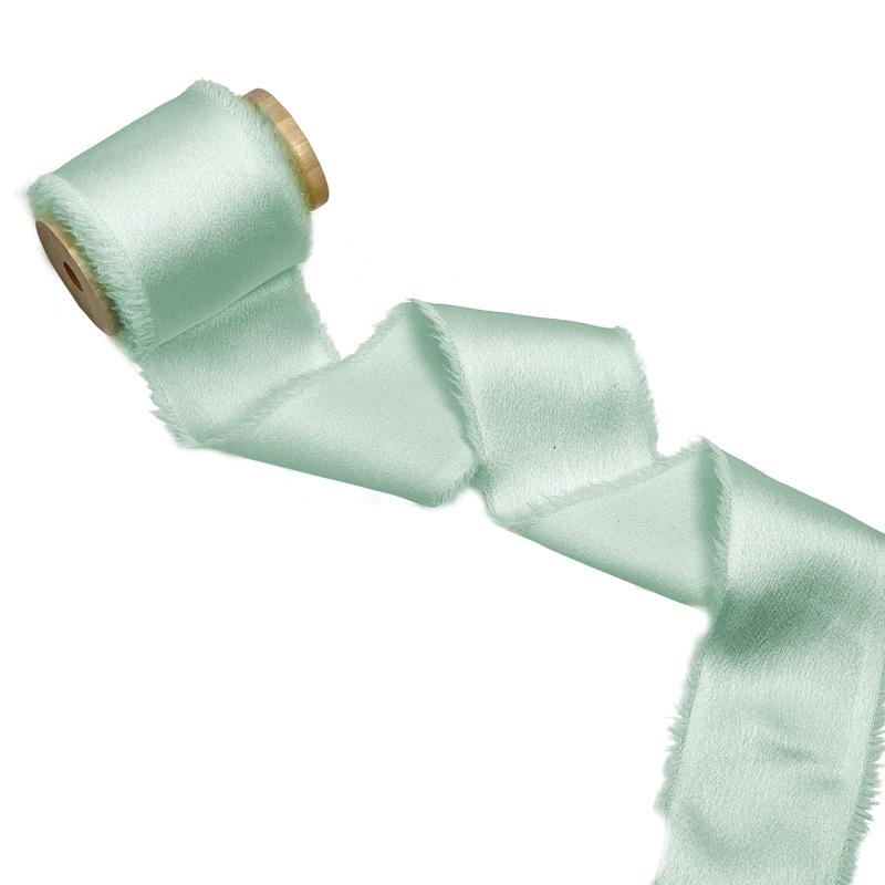 4CM*5yard Frayed Silk Ribbon Edged Wrinkle Handmade Ripped Wedding Party Flower Bouquet Gift Packing Decorations Pink DIY Craft