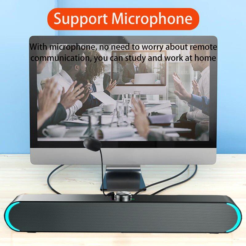 2024 LED TV Sound Bar AUX Wired Wireless Bluetooth Speaker Home Theater System SoundBar PC Computer Speakers with Microphone