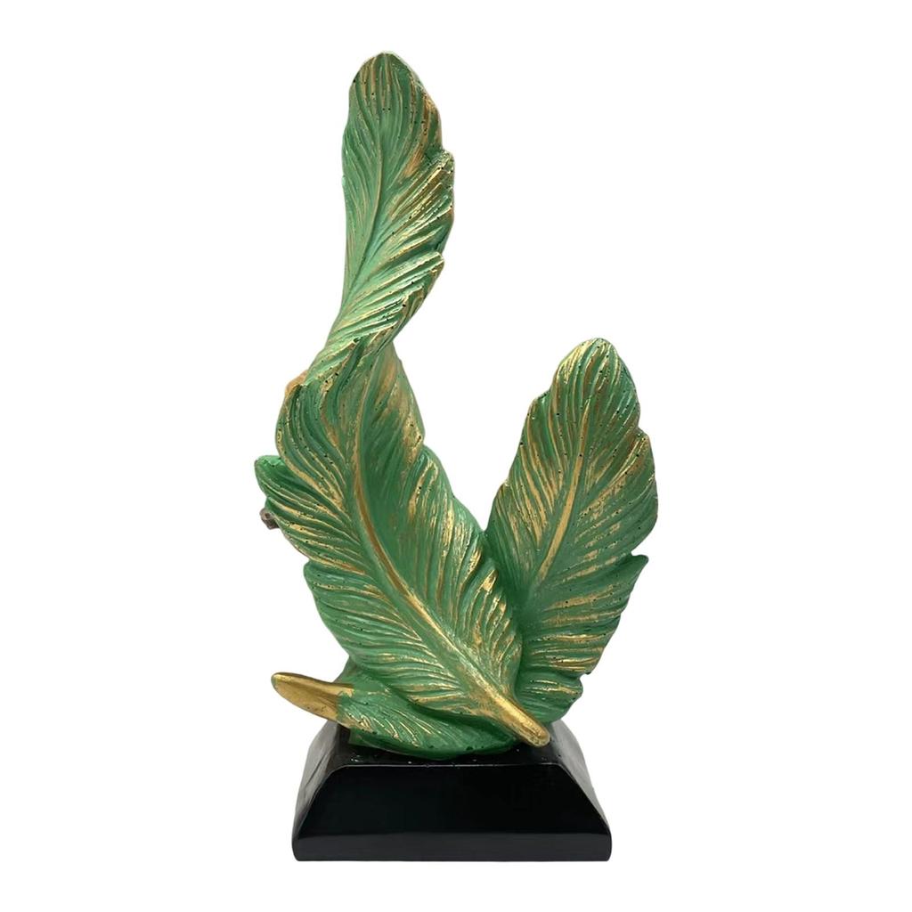 Double Feather Statue Home Accessory Decorative Figurine Table Centerpiece Modern Made of