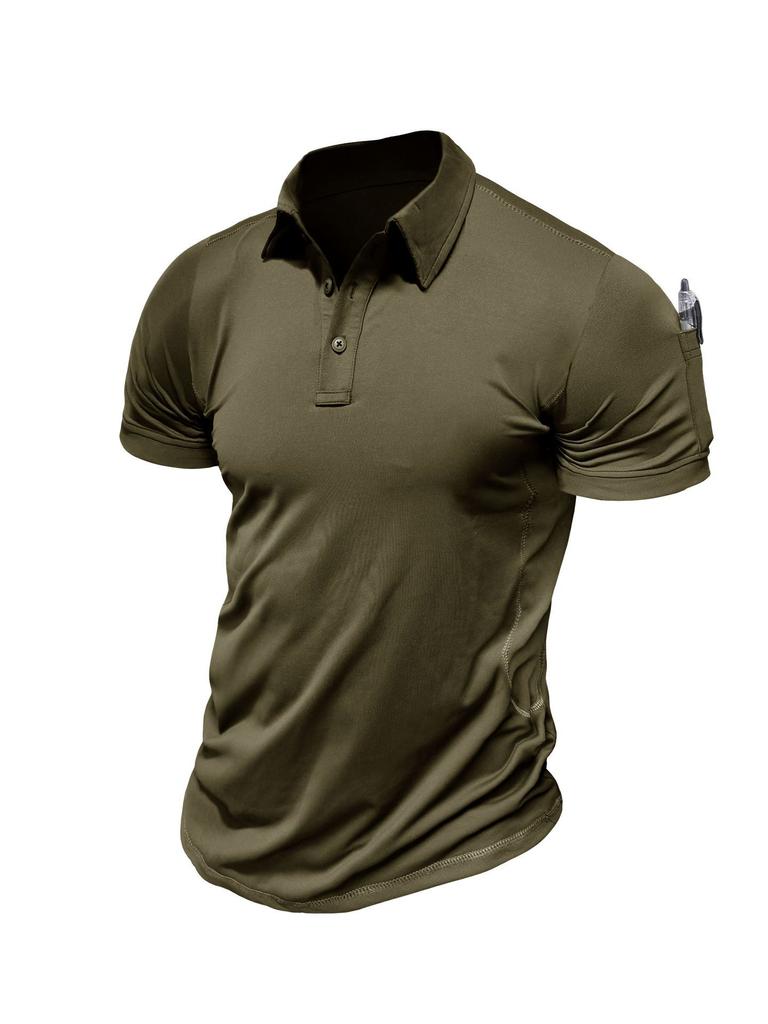 Men's Polo Shirt Short Sleeve Tactical Shirts Dry Fit Lightweight Golf Shirts Moisture Wicking Casual Collared T-Shirts for Male Summer Solid Tee Tops