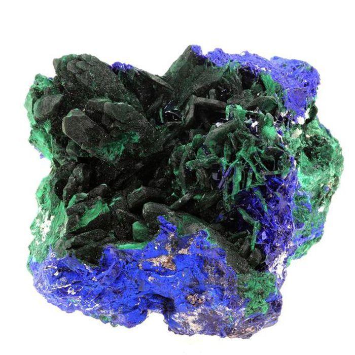 Pierres et Minéraux. Malachite après Azurite. 4622.0 ct. Milpillas Mine, Sonora, Mexique.