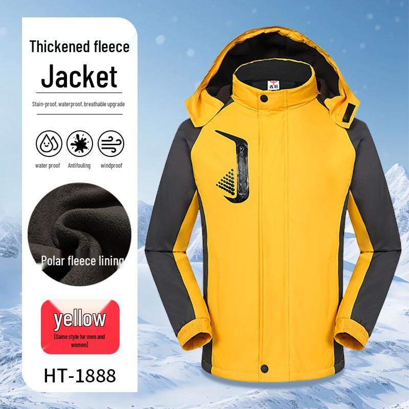 Customizable Logo Waterproof 3-in-1 Windbreaker: Thick, Outdoor Work Jacket for Autumn and Winter