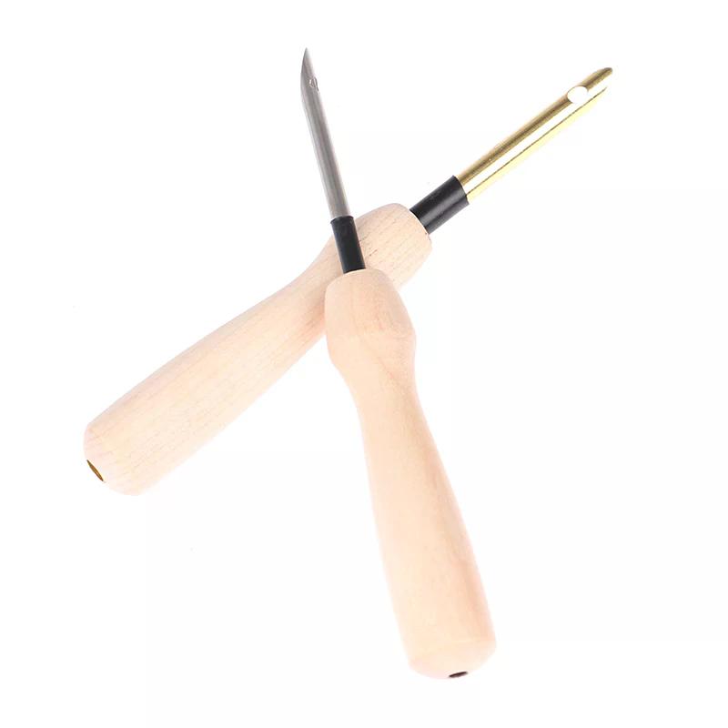 Wooden Handle Knitting Embroidery Pen Weaving Felting Craft Punch Needle Threader DIY Magic Sewing Tool Accessories
