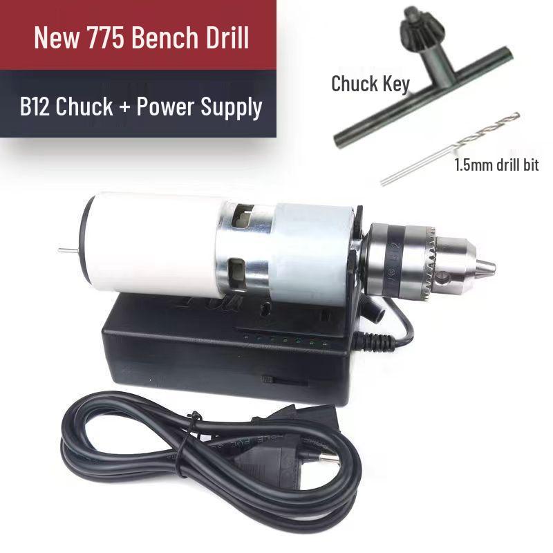 80W Mini Bench Drill & Grinder: Forward/Reverse, High Torque & Speed, Ideal for Drilling, Cutting & Grinding Tasks.
