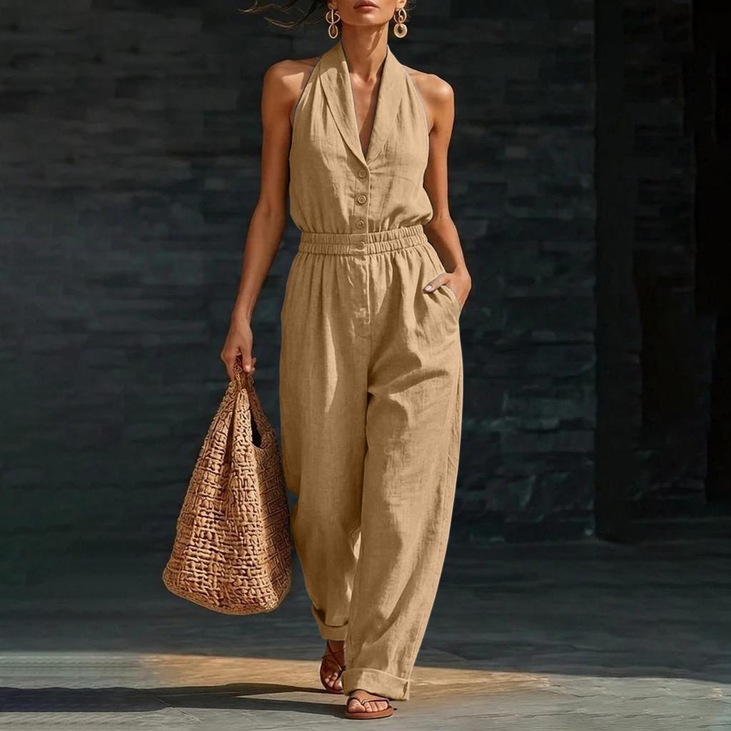 Damen Farbe, Eleganter Und Bequemer Ärmelloser Jumpsuit