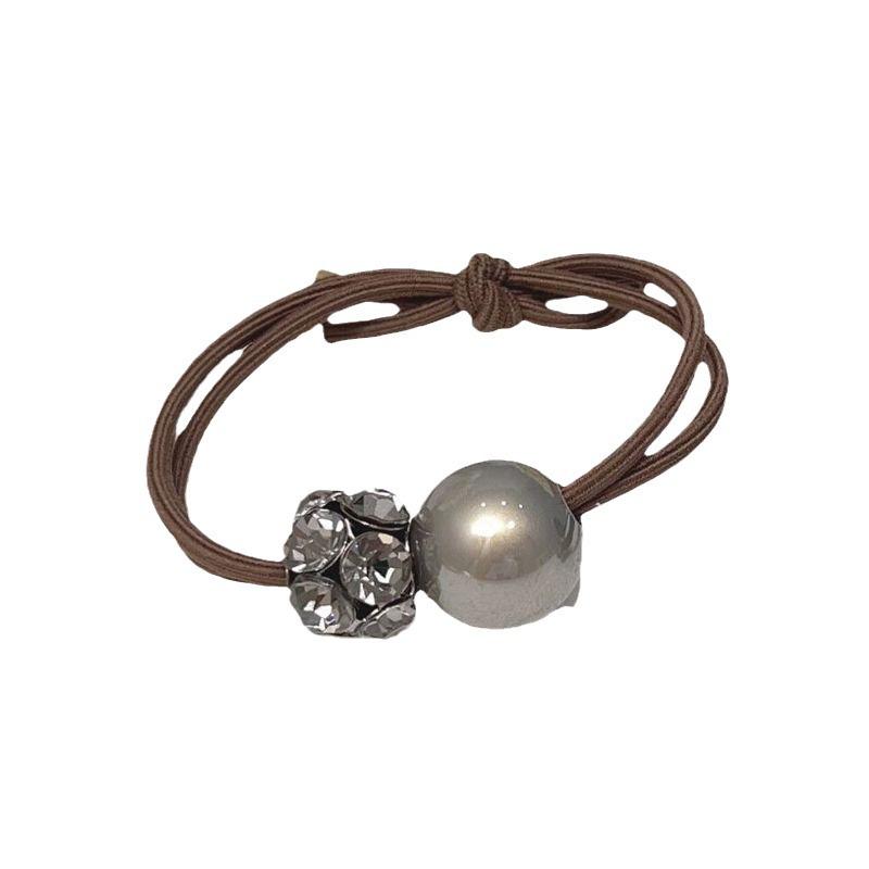 Premium Rhinestone Pearl Hair Tie - Durable, High Elastic Rubber Band for Women
