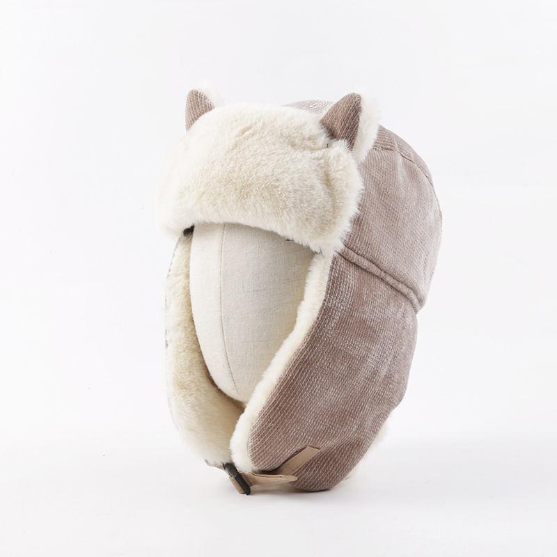 Women Warm Earmuffs Thicken Ear-flapped Hat Winter Cashmere Plush Cotton Hat Cat Ears Cap Winter Russian Bomber Hat