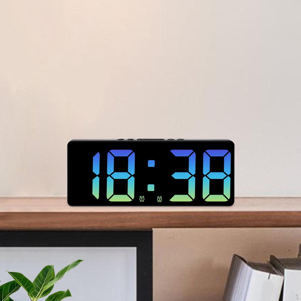 15.5cm Digital Alarm Clock Bedside Adjustable Brightness 12/24H Snooze Function for Children
