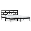 Solid Wood Bed Black 135 x 190 cm