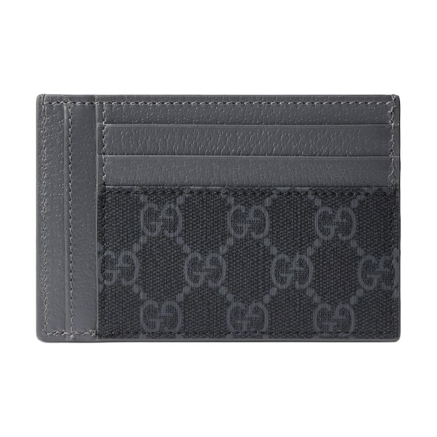 Gucci GG Supreme Canvas Leather Card Holder Black Grey Daily Travel 856561-FACQC-1048