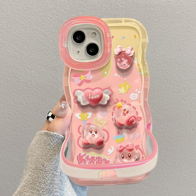 Cute Star Kirby Applicable Apple 15 Mobile Case IPhone 14 Three-dimensional 13 Dual Stand 11 Niche 16pro