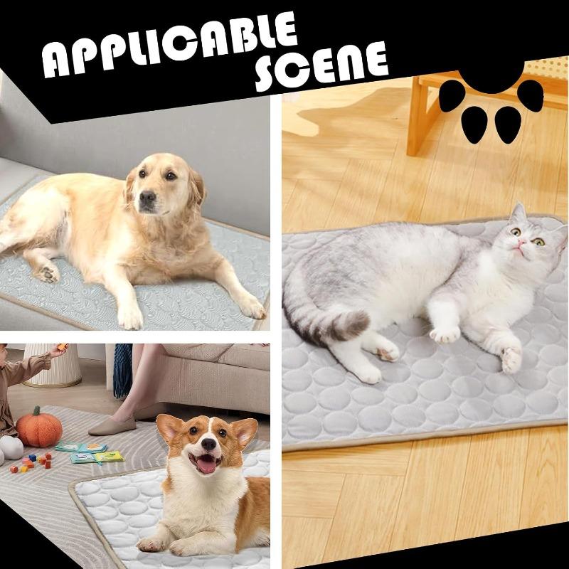 Pet Cooling Mat 62x50cm Foldable Non-Toxic Ice Silk Pad for Dogs Cats, Scratch-Resistant Washable Indoor Outdoor Car
