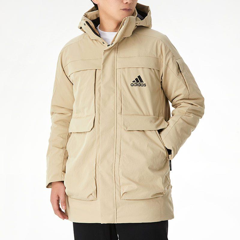 Adidas Down Jackets Men's Khaki Hooded Moderate Other GN9837
