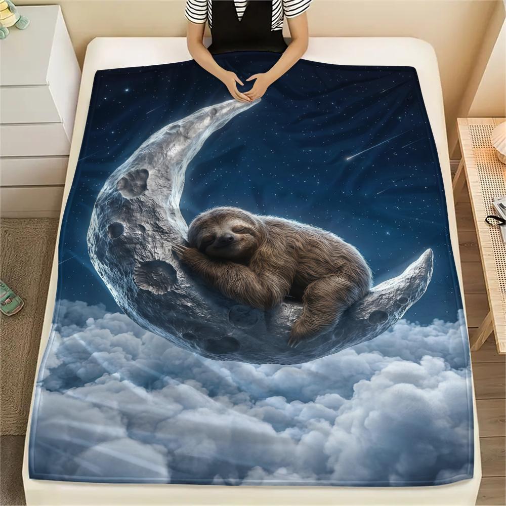 Small animal sleep clouds Print Flannel Blanket,High quality Comfortable for All Seasons,Home Decor,Warmth and Comfort,Perfect for Christmas Gifts