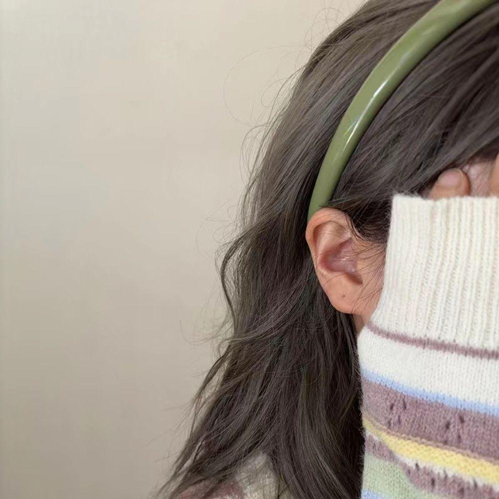 Thin Thin Hair Band Soild Sponge Hair Hoop Cute PU Leather