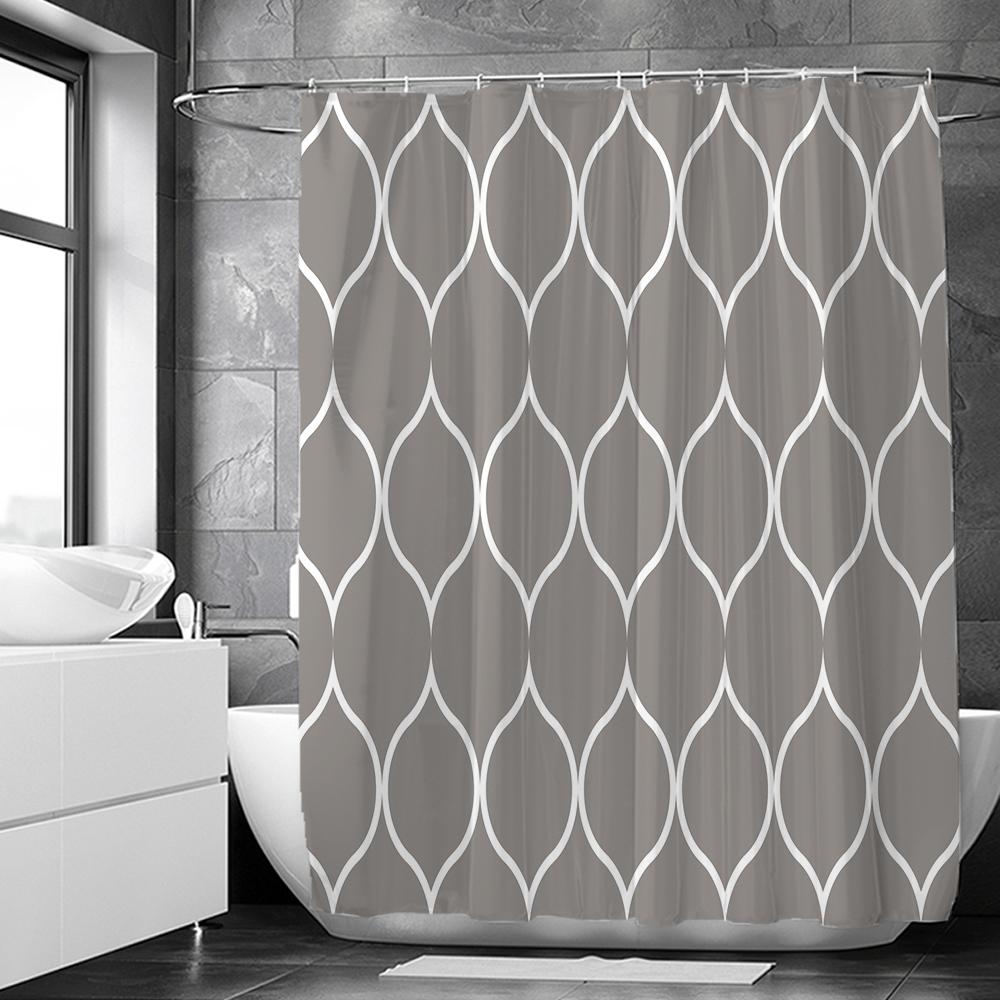 

Black And White Geometric Pattern Shower Curtains Waterproof Fabric Bathroom Curtain With Hooks 180X180Cm Toilet Bath Screen W60H190(CM)-1 Pcs