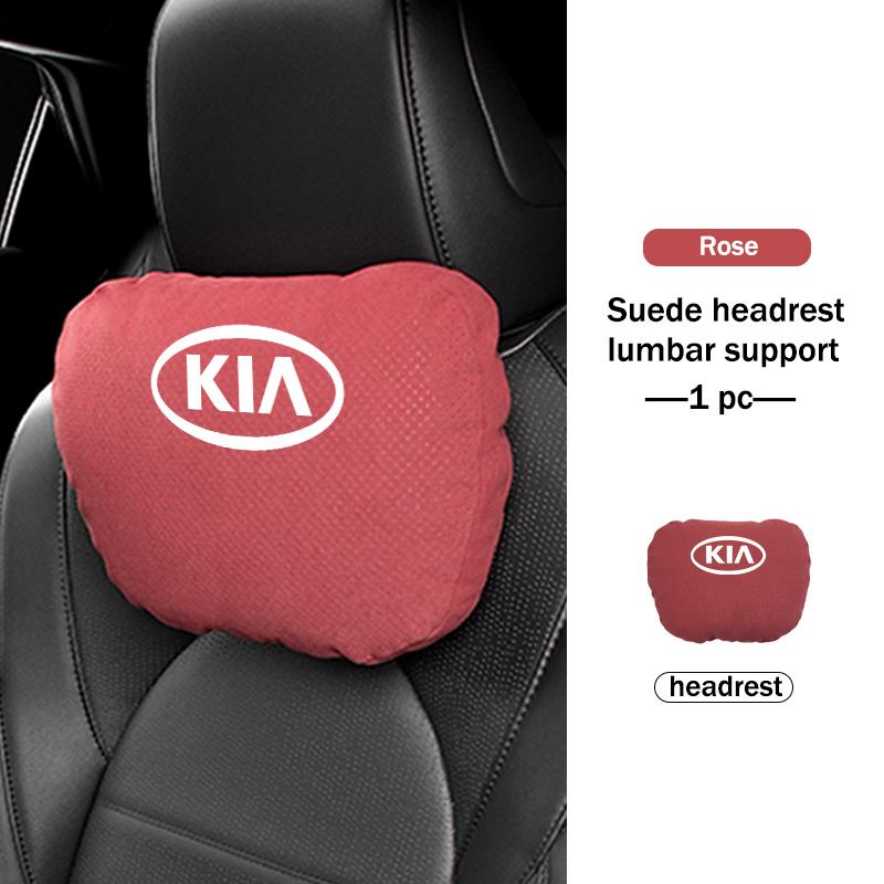 BBEI1 Car Styling Soft Suede Headrest Neck Support Seat Breathable Waist Pad Pillow Mat For KIA Cerato Proceed Venga Stonic Picanto