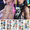 10sheets Cartoon Vehicle Car Ship Pattern Tattoo Stickers For Hand Face Body Temporary Fake Tattoo Stickers Kids Party Supplies