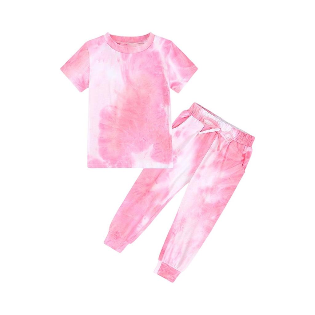 Kids' Tie-Dye Set - Short Sleeve & Pants 2-Piece Outfit