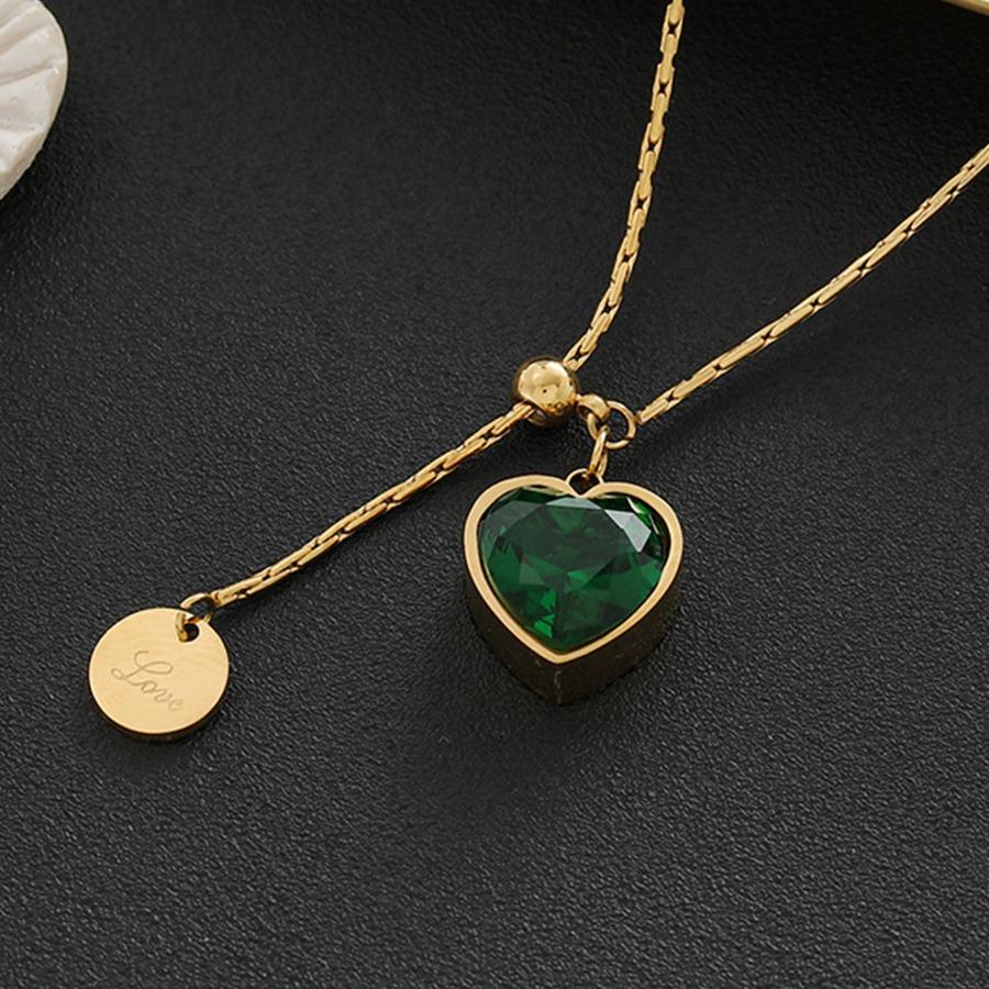 A Love Stainless Steel Necklace, Women'S Y-Shaped Pendant Necklace, Clavicle Chain Can Be Adjusted, Suitable for Daily, Party Wear