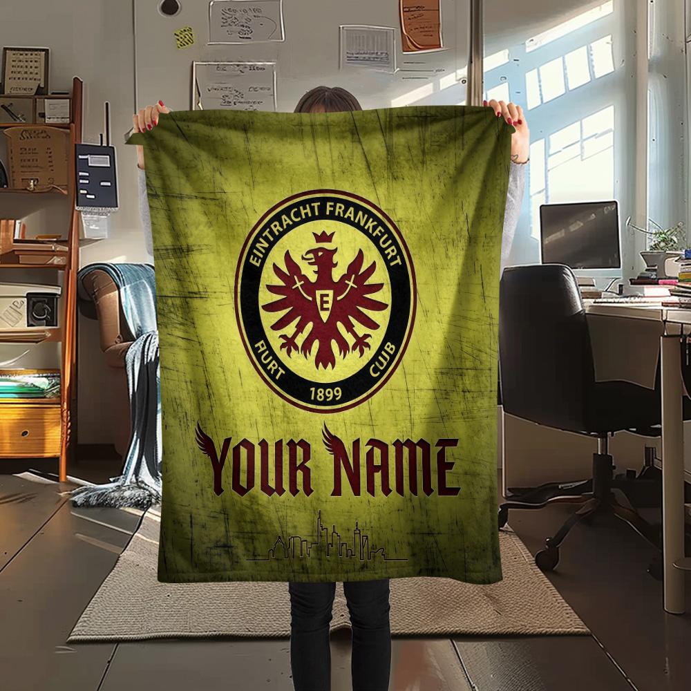 Benutzerdefinierte Namens Eintracht Frankfurt Flanelldecke, Hohe Qualität, Bequem für alle Jahreszeiten, Heimdekoration, Wärme und Komfort