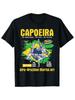 Brazil Capoeira Wushu-national Flag Color, with the Culture of "history/action/magic" To Design a Round Neck Cotton T-shirt.