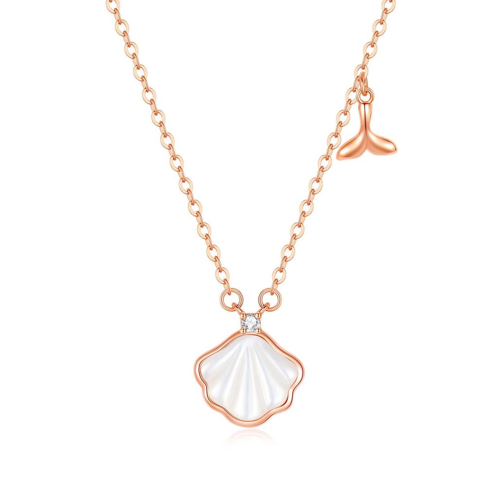 S925 Sterling Silver Diamond Shell Necklace Light Luxury Niche Fashion Gift for Women Valentine Day Sweater Chain Jewelry