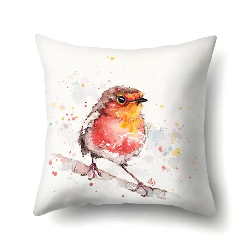 45x45 см наволочка из полиэстера с изображением птиц и животных, подарок для гостиной, дивана, офиса, сиденья, поясничная подушка, чехол для домашнего декора 40x40cm