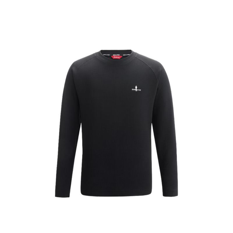Men s Waffle Knit Long Sleeve Round Neck T-Shirt XL