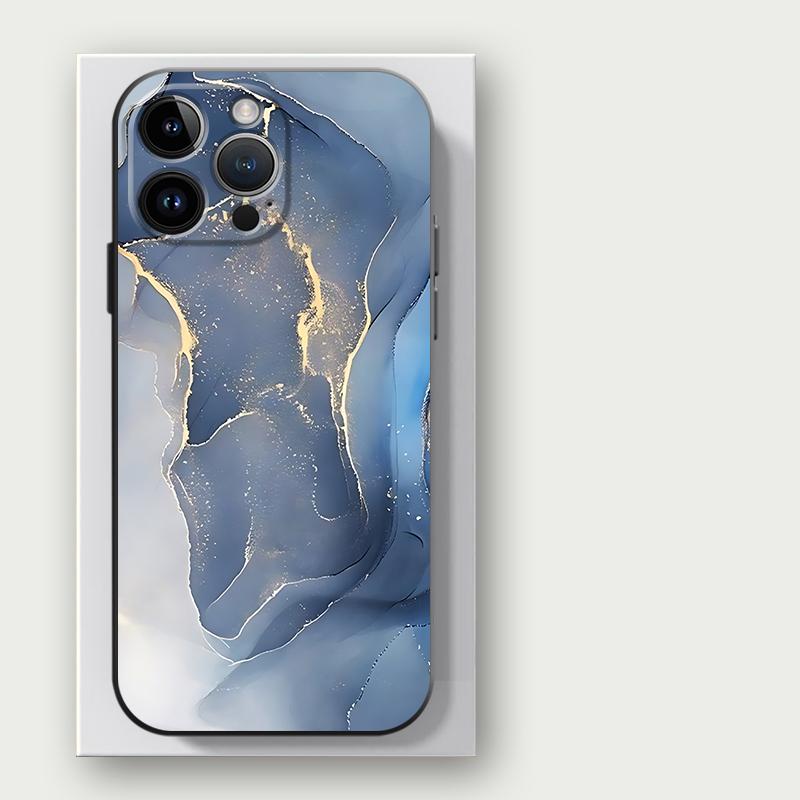 Fashion Marble Blue Case for iPhone 16 15Pro 12 13 14 11 Pro Max XR 7 8 SE XS MAX 12Mini 16 Plus 14Pro 13Pro Phone Cover Capa