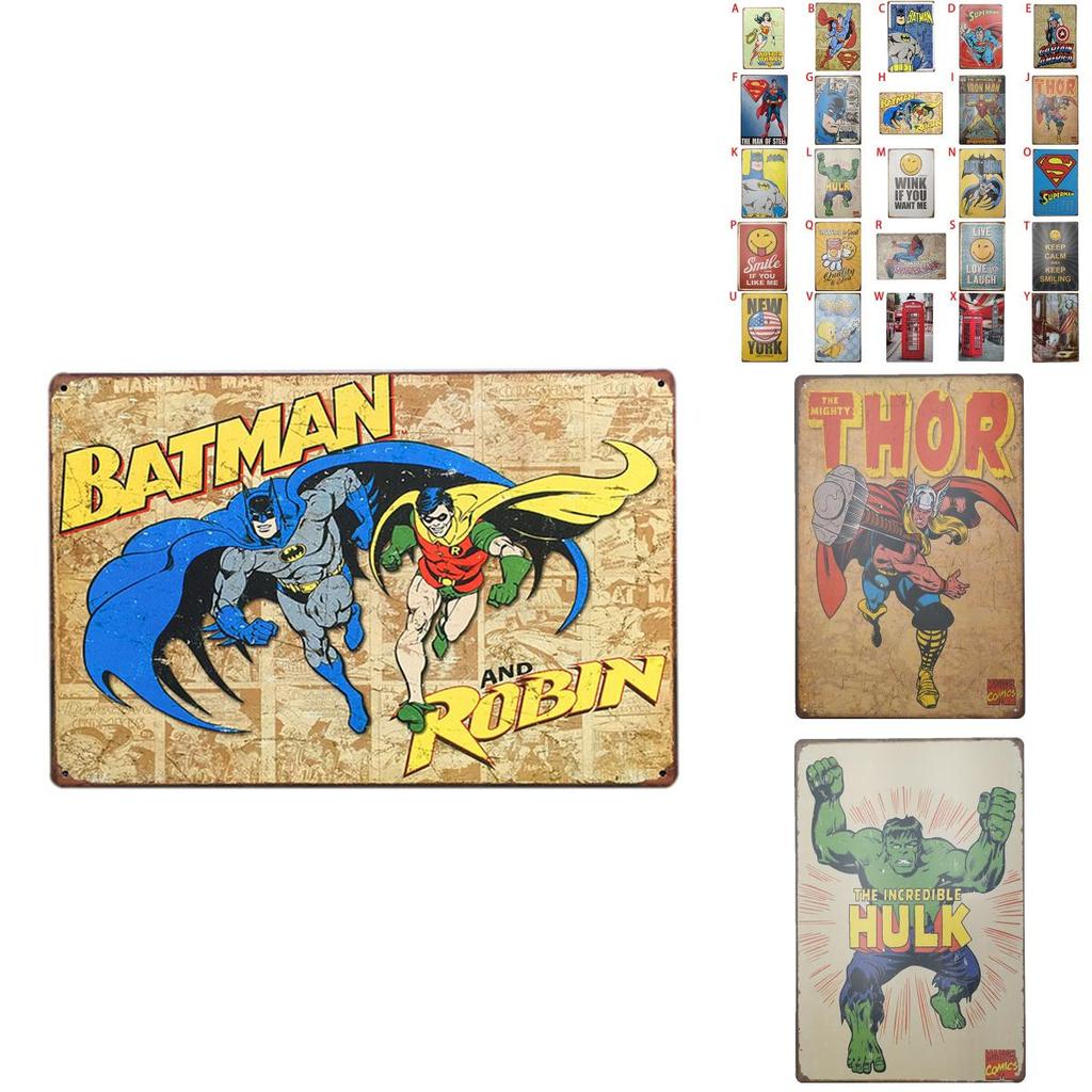 Classic Creative Cartoon Superhero Tin Sign For Bar Pub Home Wall Decor Retro Metal Poster