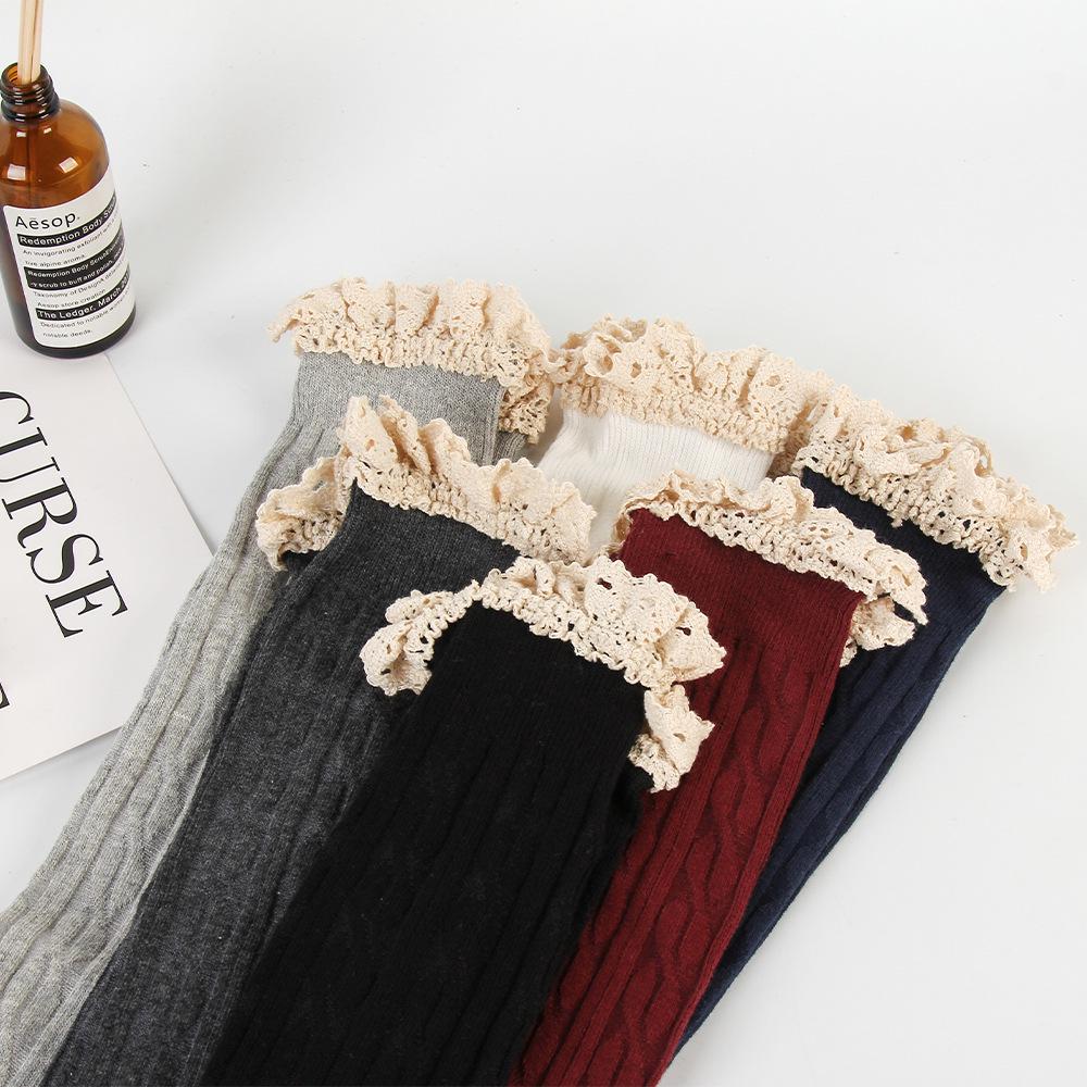 Japońskie Koronkowe Wykończenie Podkolanówki za Udo – Jesienno-Zimowe Damskie Pończochy w Stylu Koreańskim