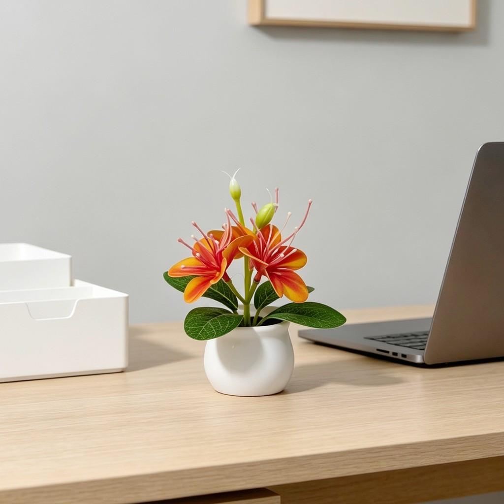Mini Jasmine Faux Plant With Plastic And Soft Gel For Home Decor And Photography Props