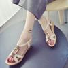 Fashion Women's Sandals Wedges Heel Sabot Ladies Shoes Beige Roman Style Pearl Outdoor Sandal On Offer And Premium Asian Size Vip