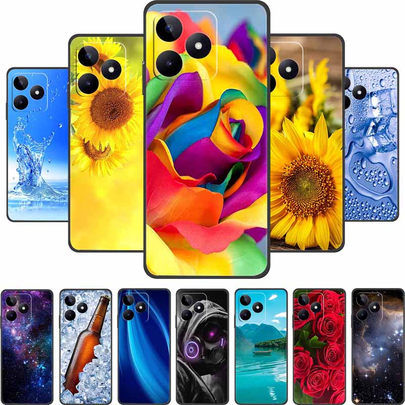 6.74" For Realme Note 50 Case Black Silicone Soft TPU Phone Cases Back Cover For Realme Note 50 Case Note50 Protective Coque Bag