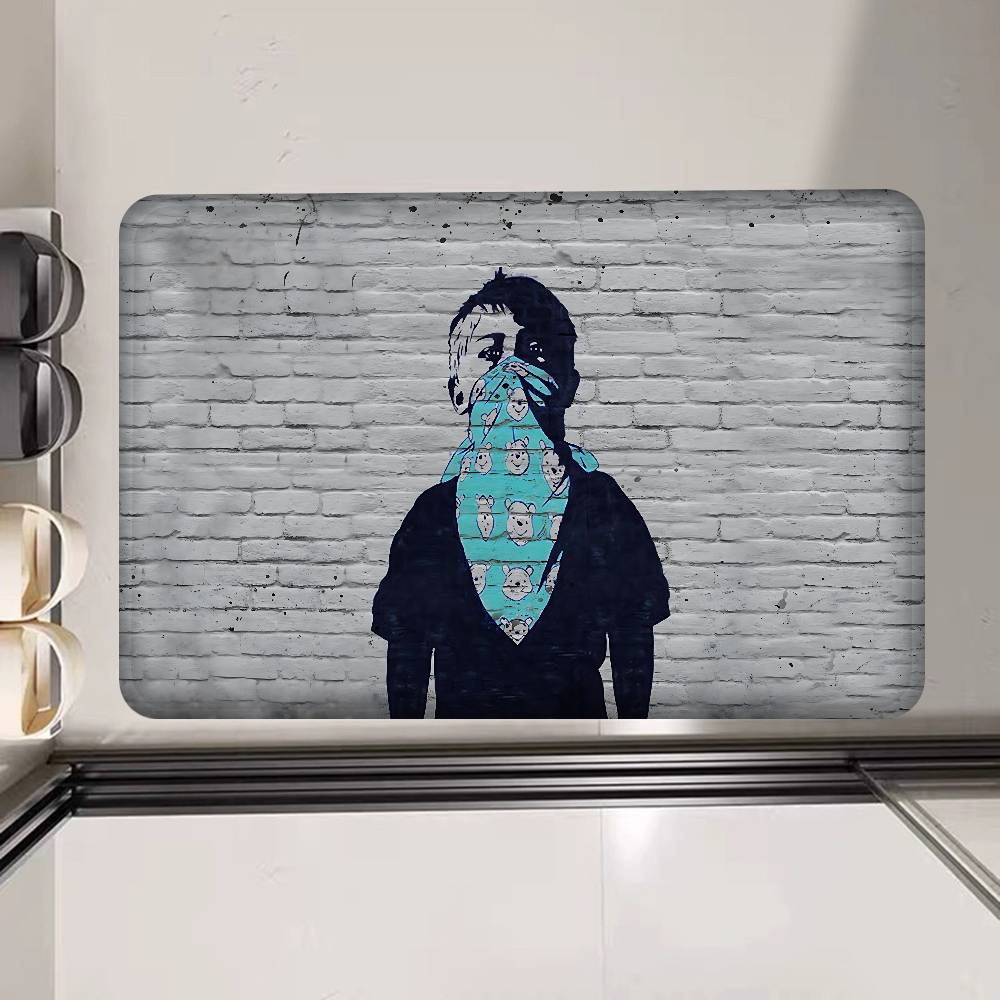 

Banksy Graffiti Kitchen Mat Kids Room Bedroom Decoration Balcony Anti-Slip Doormat Living Room Alfombra 40x60cm