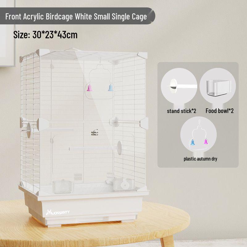 Large Transparent Acrylic Bird Cage with Toilet for Cockatiels and Parrots