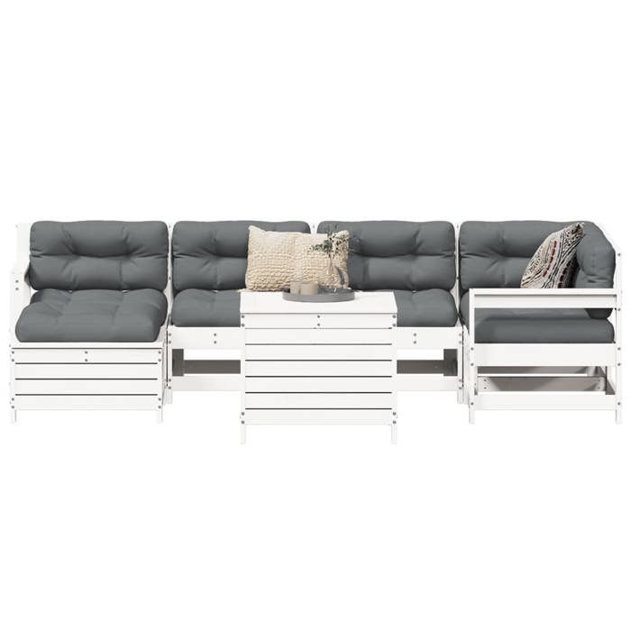 VidaXL Salon de jardin 7 pcs blanc bois de pin massif 3250985
