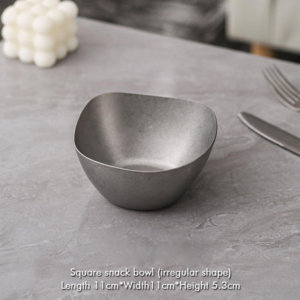 Plato de Cena Multifuncional de Metal Vintage Vajilla Irregular para Huesos Platos Retro para Comida Uso para Cenar