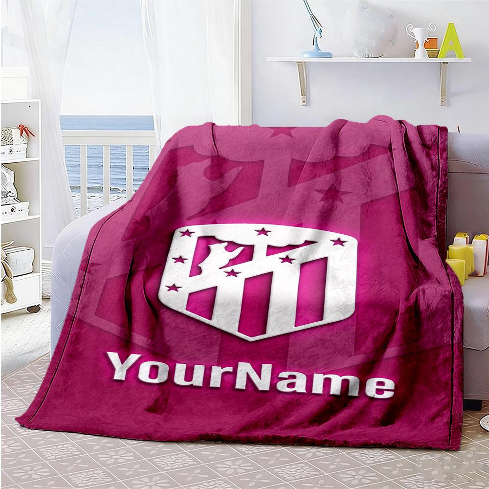 Atletico Madrid Personalized Name Blanket Lightweight Customizable Blanket Soft Warm Cozy Throw For Chair Living Room Sofa Livingroom for All Occasion