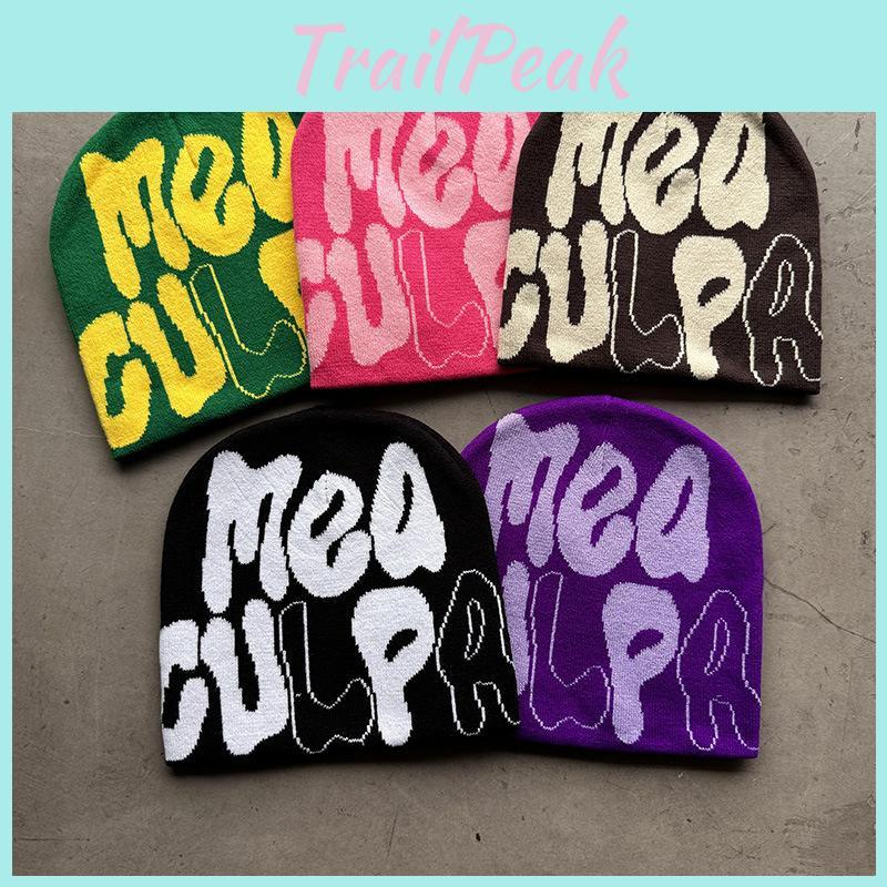 Acrylic Knitted Cap For Teens And Adults With Fashionable Letter Design